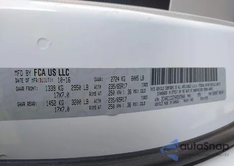 2017 Chrysler Pacifica Lx z USA, uszkodzony, nr VIN 2C4RC1CG7HR597940